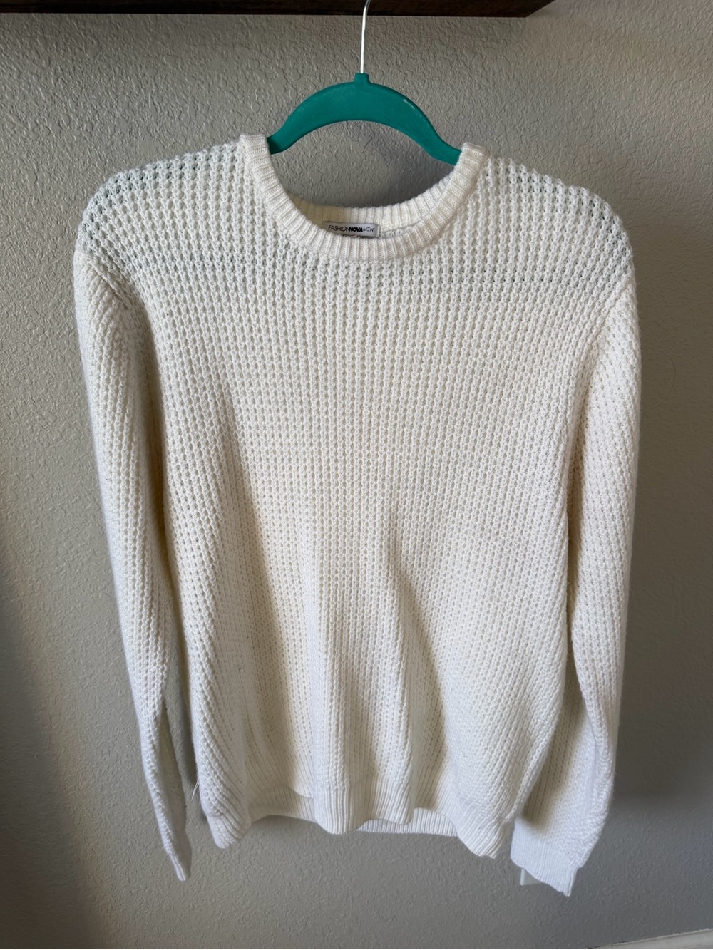 Fashion Nova Men Off-White Chunky Knit Sweater